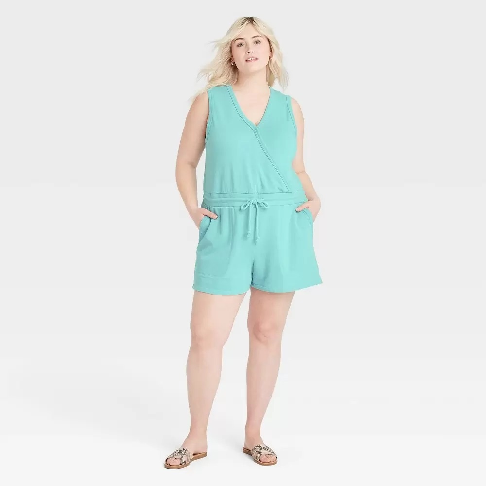 NEW! Universal Thread Plus Size Sleeveless Shorts Romper, Turquoise